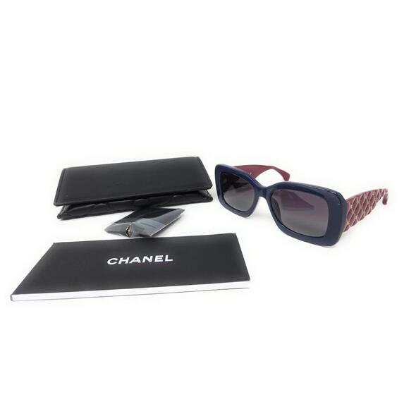 Authentic CHANEL Women's Sunglasses CH5483A c1658/S6,Blue-Red With Gold CC Logo - Picture 1 of 6